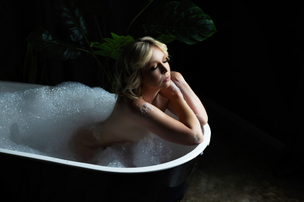 Empowering boudoir image showcasing body positivity for women 40+.